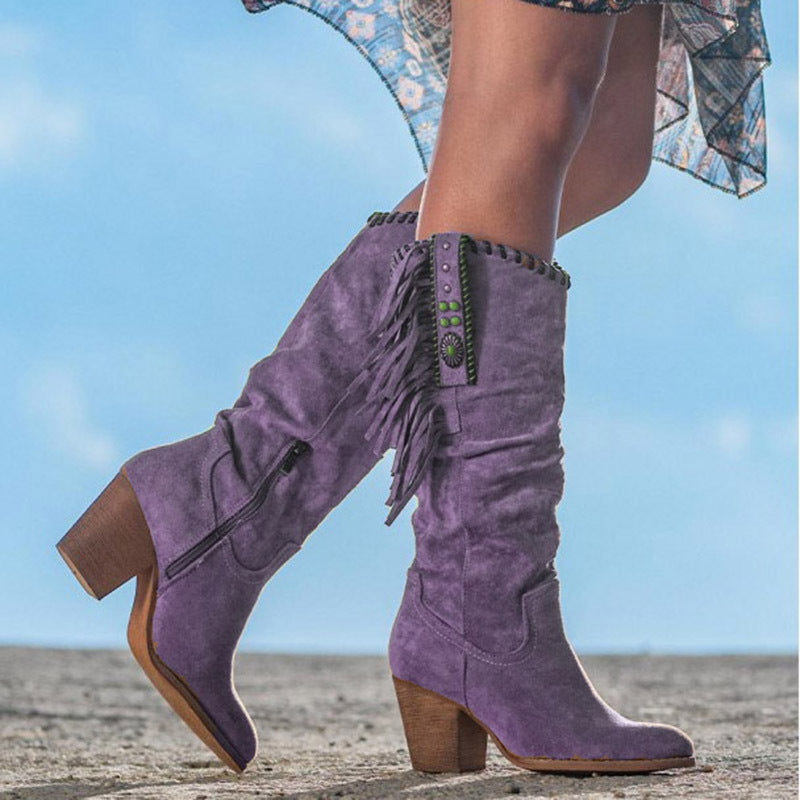 Women’s Western Boots | Pointed Toe & Side Zipper | PU Upper & Rubber Sole | Comfortable Fit