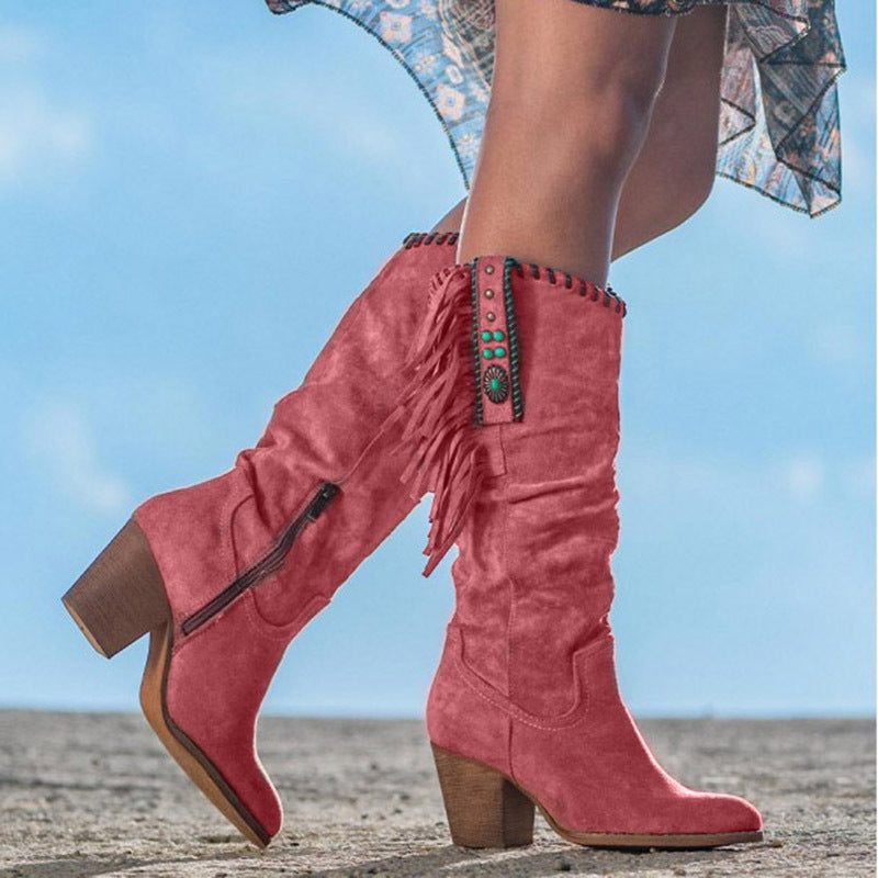 Women’s Western Boots | Pointed Toe & Side Zipper | PU Upper & Rubber Sole | Comfortable Fit