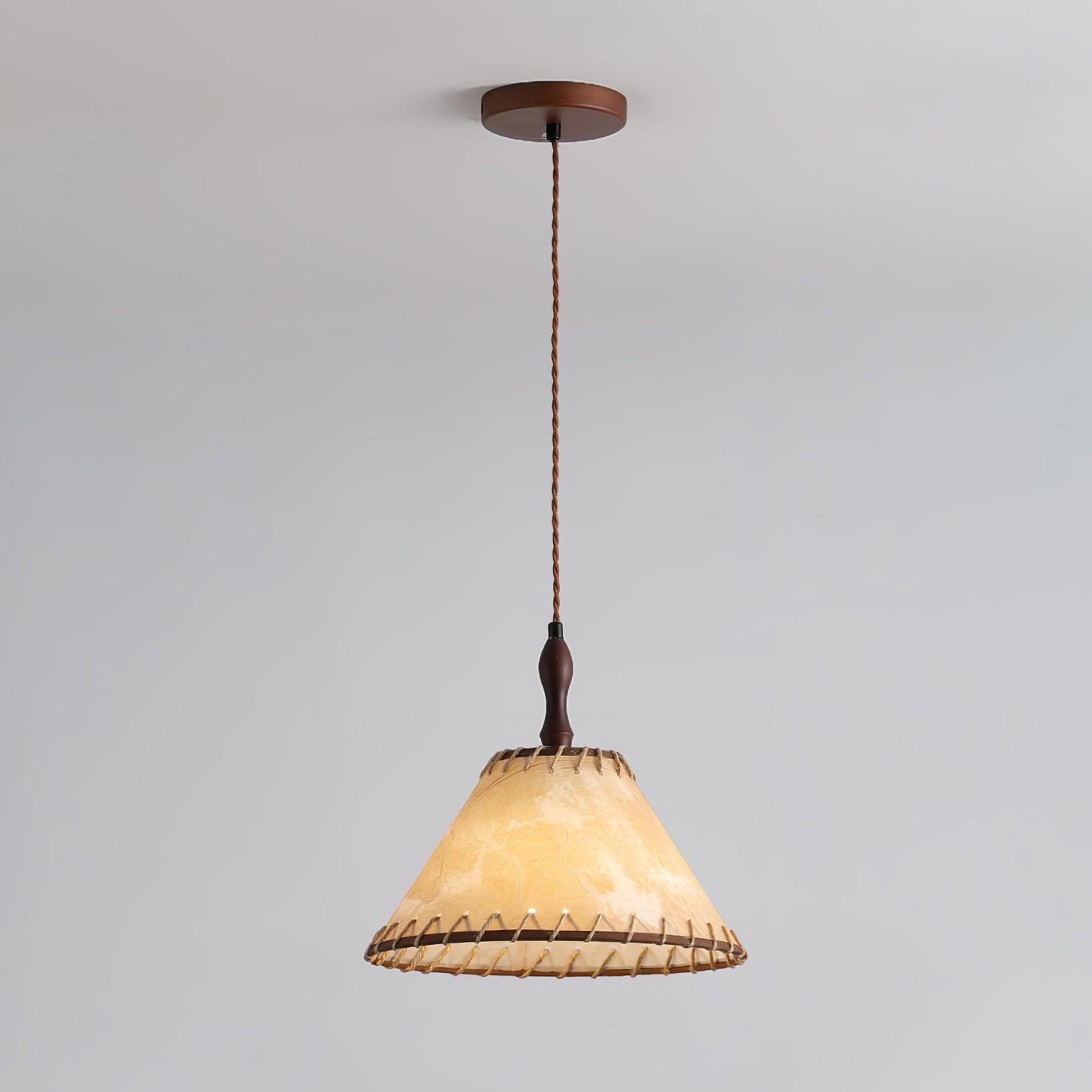 NaturalEssence Wooden Pendant Light with Soft Fabric Details