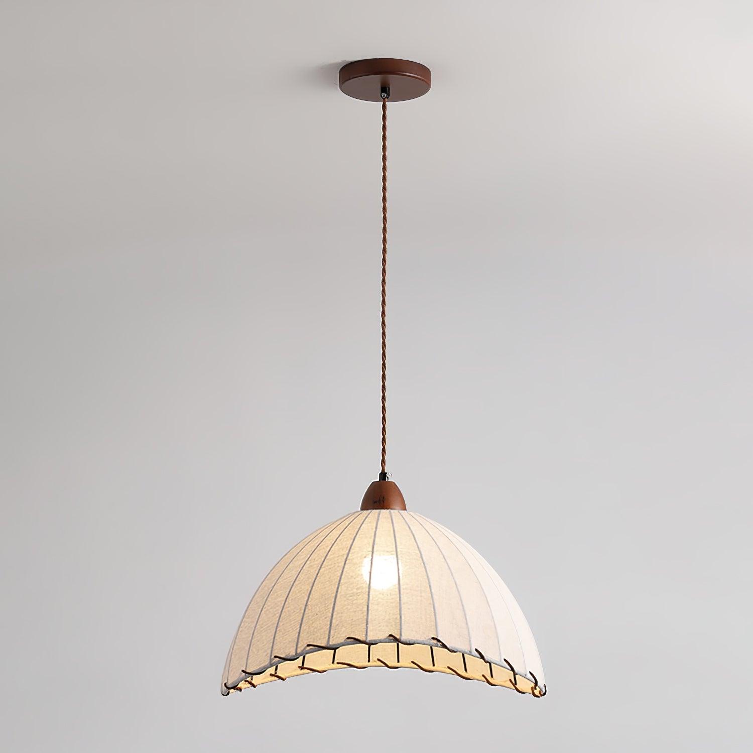 NaturalEssence Wooden Pendant Light with Soft Fabric Details