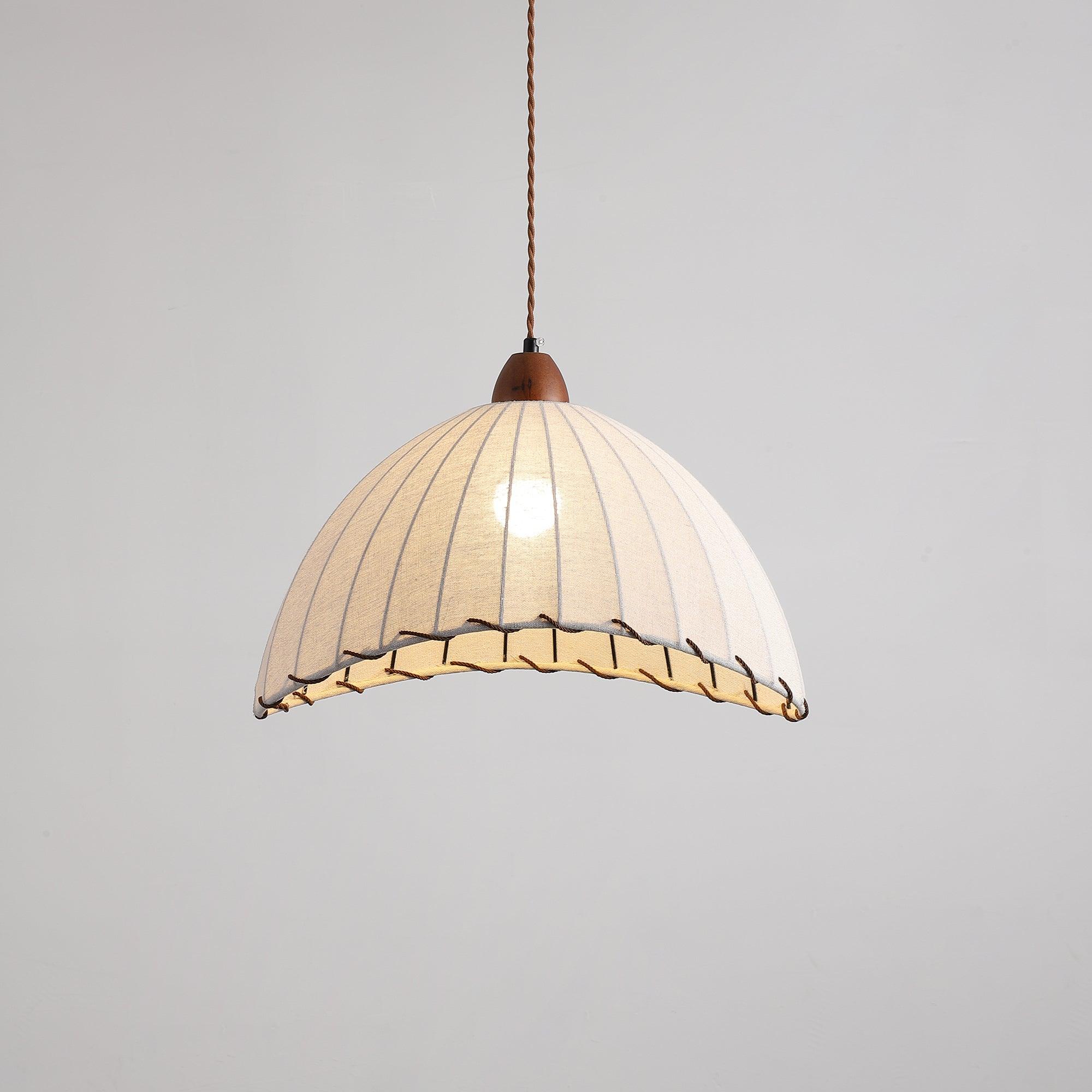 NaturalEssence Wooden Pendant Light with Soft Fabric Details