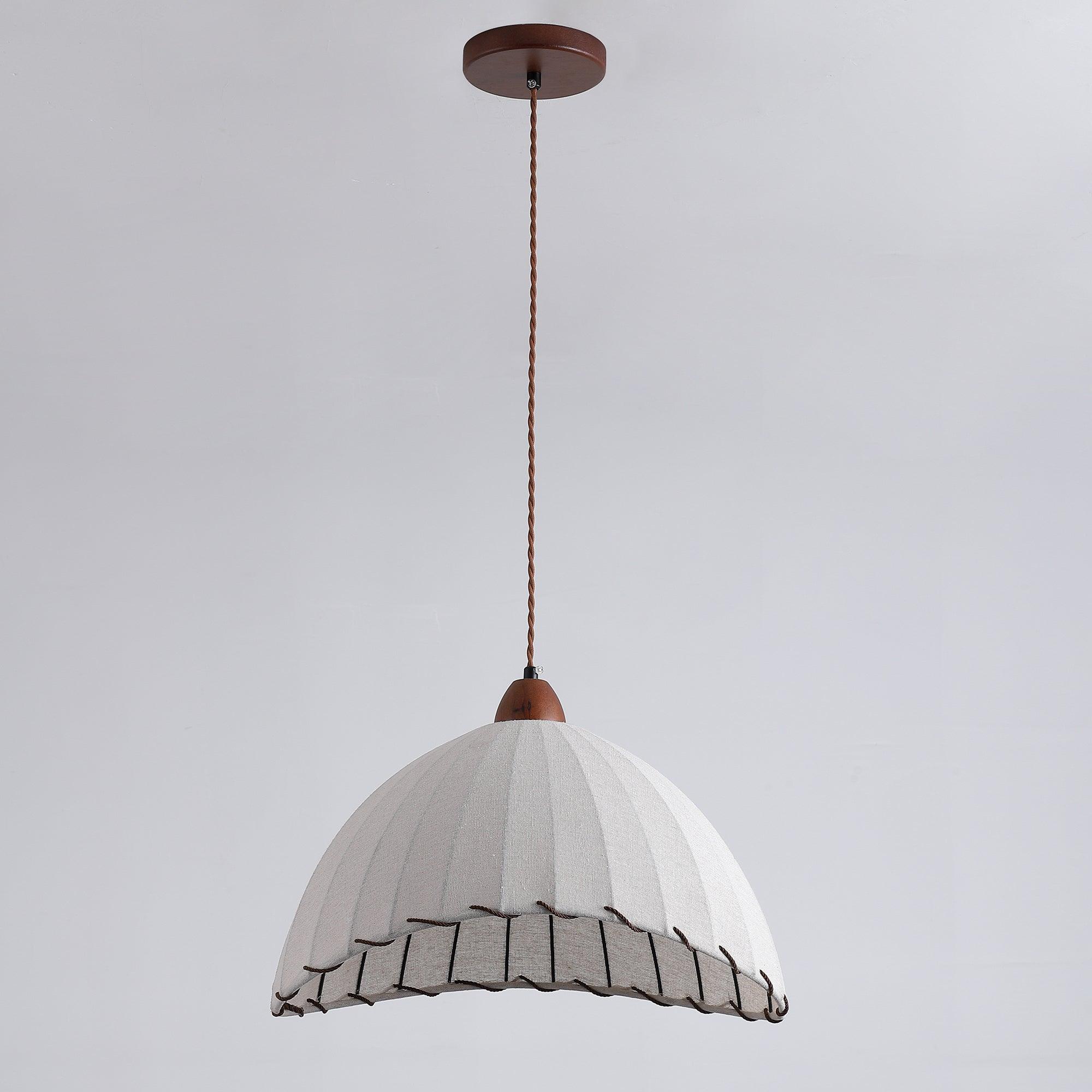 NaturalEssence Wooden Pendant Light with Soft Fabric Details