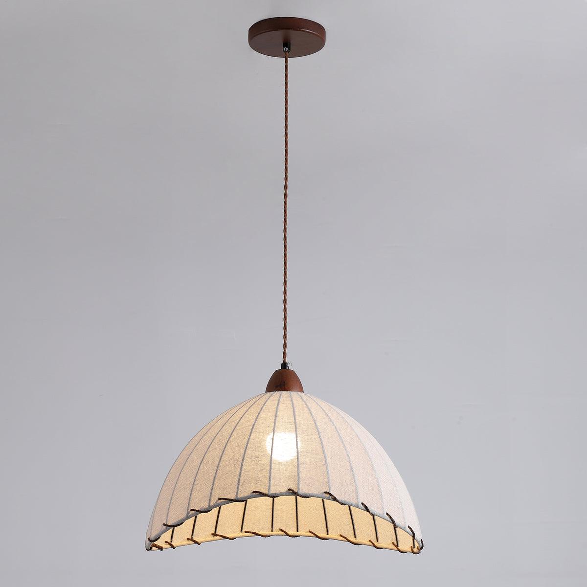 NaturalEssence Wooden Pendant Light with Soft Fabric Details