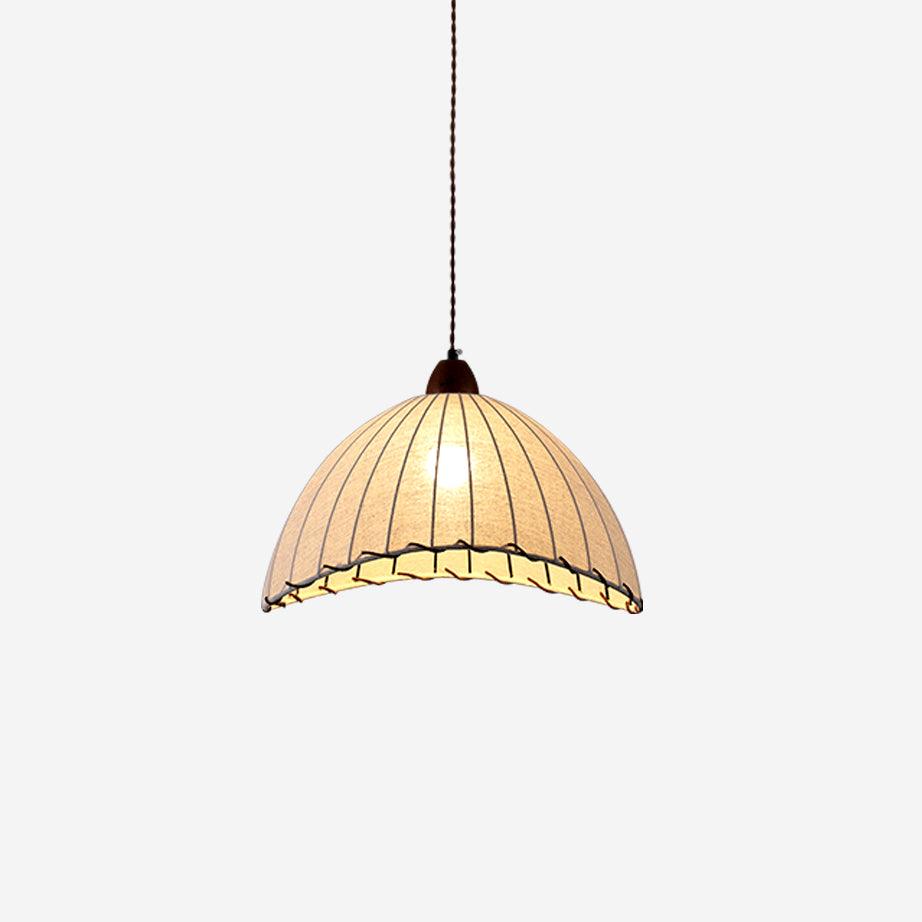 NaturalEssence Wooden Pendant Light with Soft Fabric Details