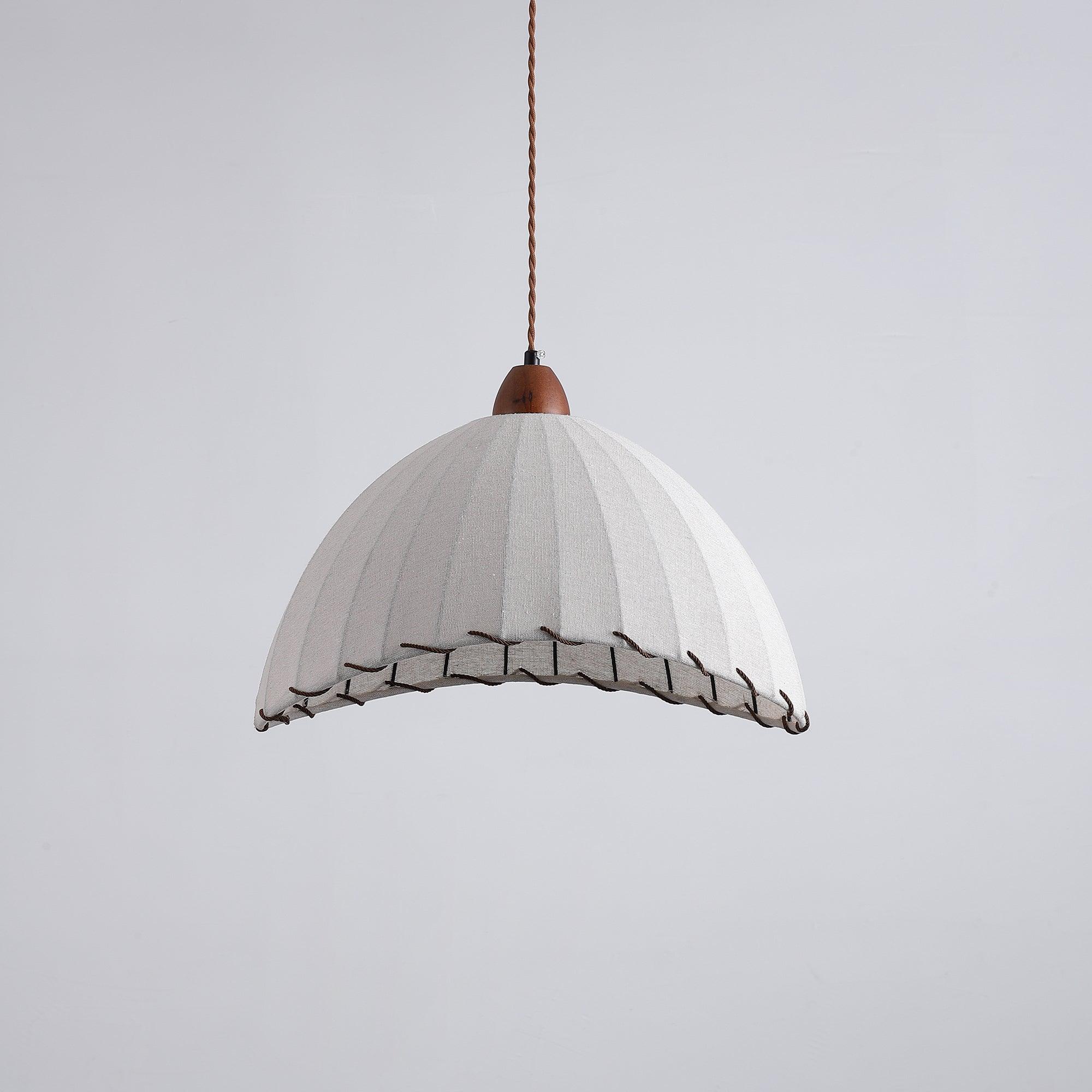 NaturalEssence Wooden Pendant Light with Soft Fabric Details