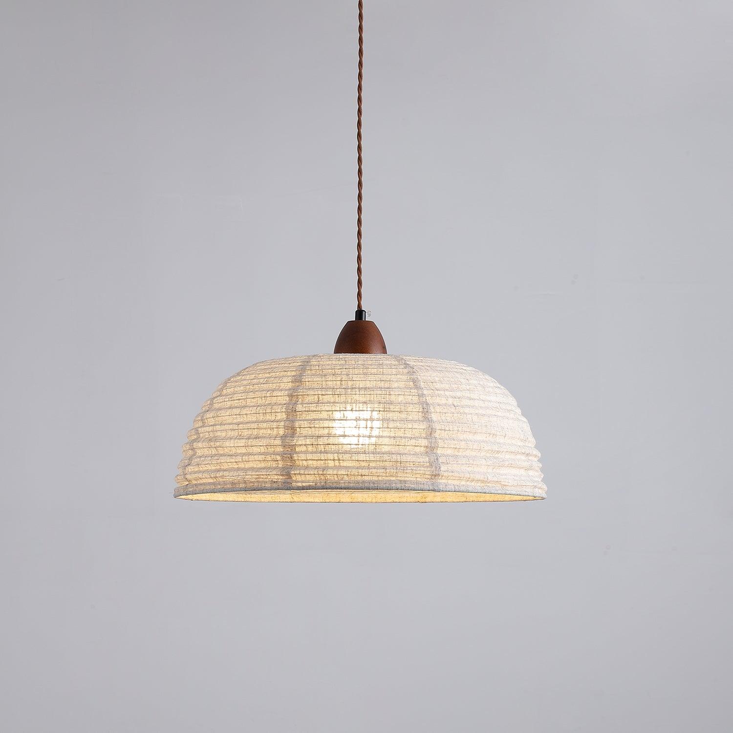 NaturalEssence Wooden Pendant Light with Soft Fabric Details