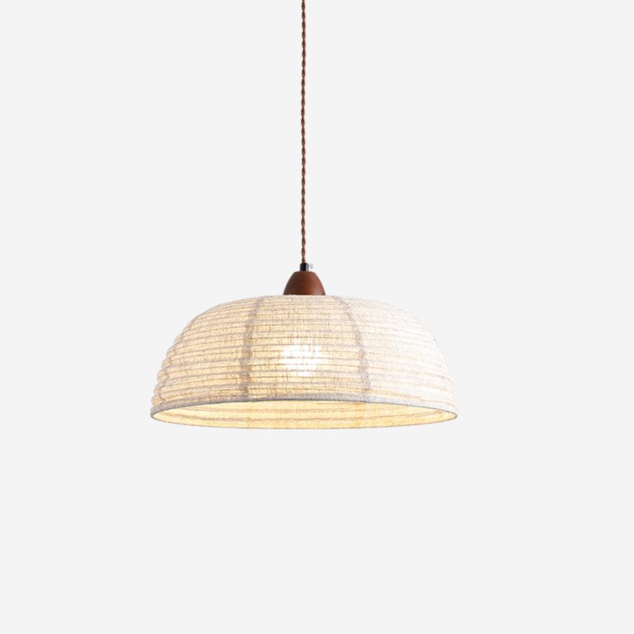 NaturalEssence Wooden Pendant Light with Soft Fabric Details