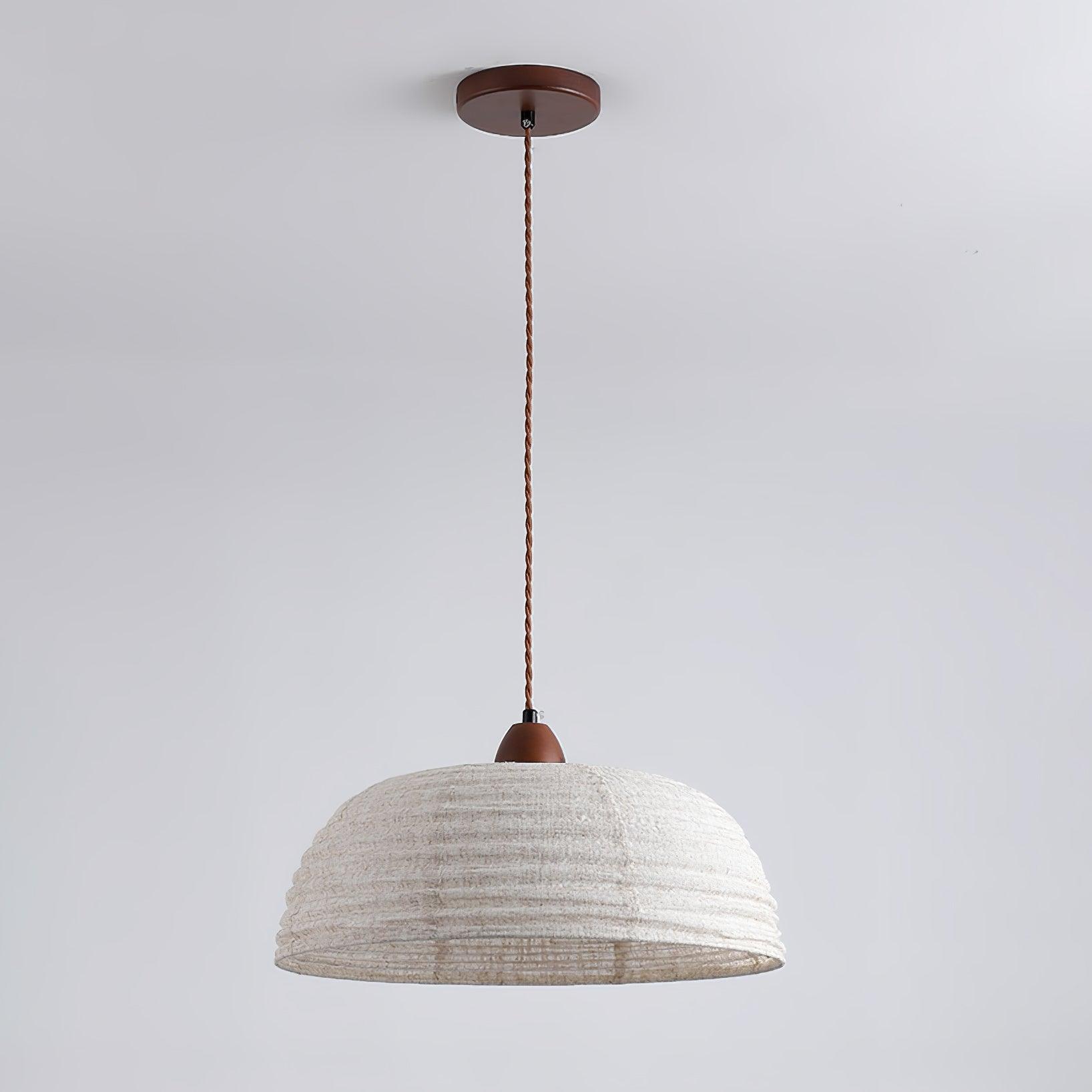 NaturalEssence Wooden Pendant Light with Soft Fabric Details