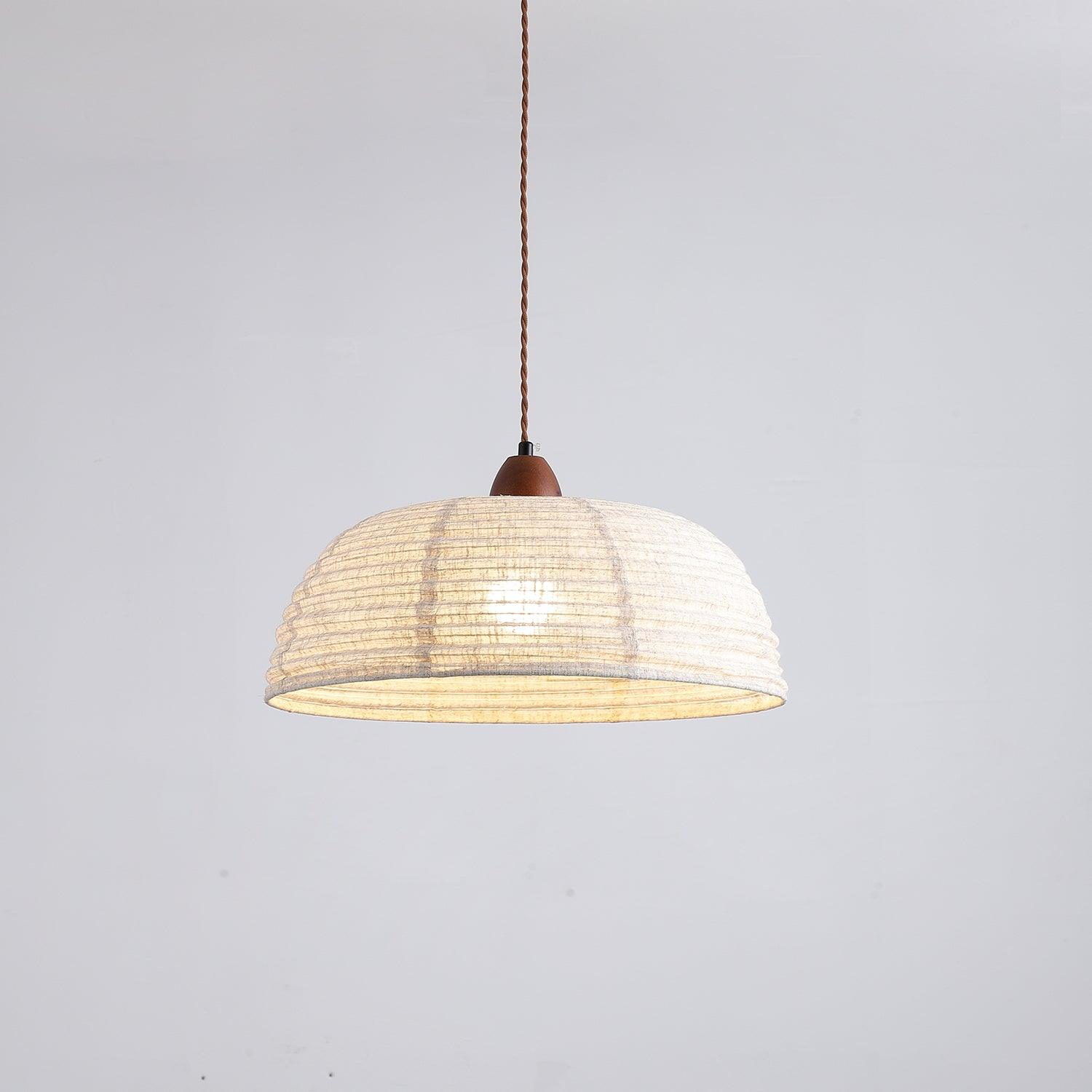NaturalEssence Wooden Pendant Light with Soft Fabric Details