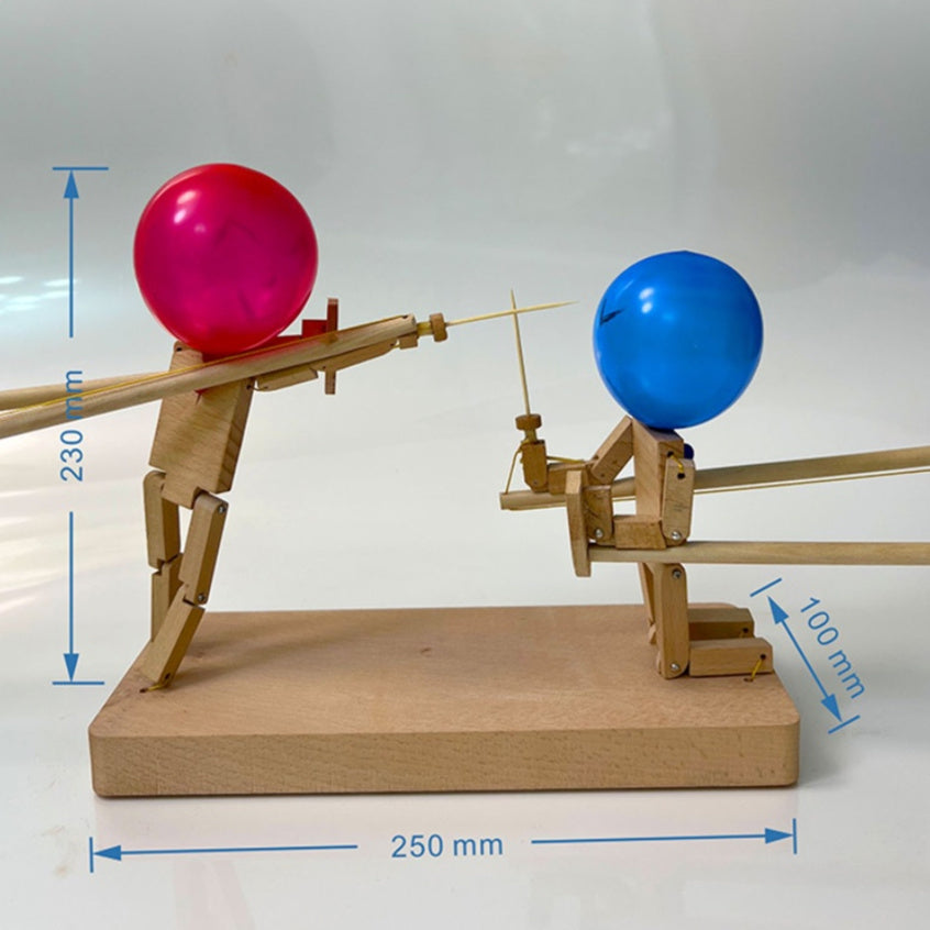 Handcrafted Wooden Battle Puppets | Durable Balloon Game for Kids