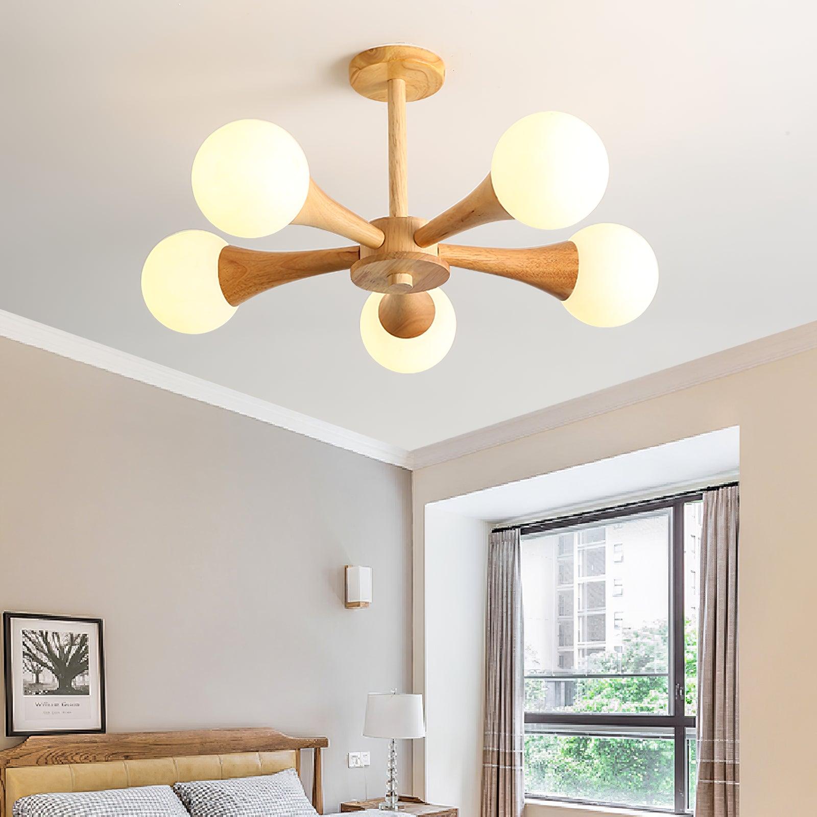 Luna Wood Pendant Light: Chic Wooden Ceiling Fixture