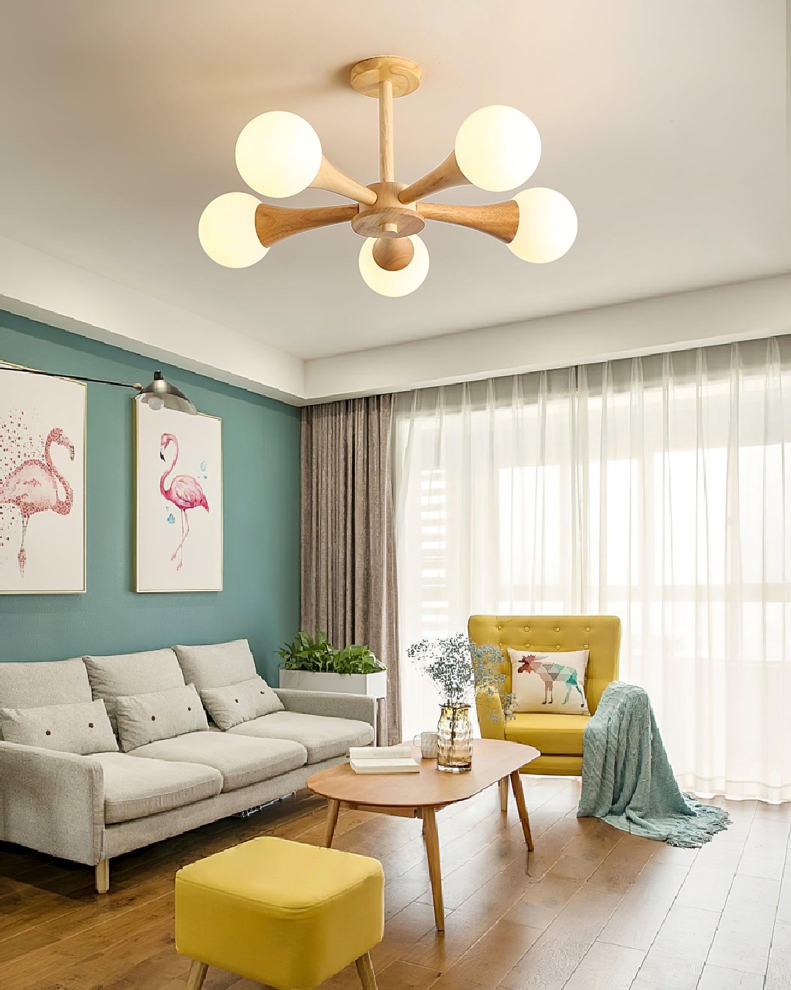 Luna Wood Pendant Light: Chic Wooden Ceiling Fixture