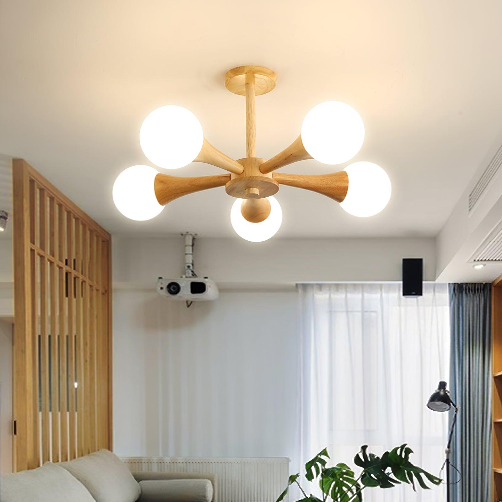 Luna Wood Pendant Light: Chic Wooden Ceiling Fixture