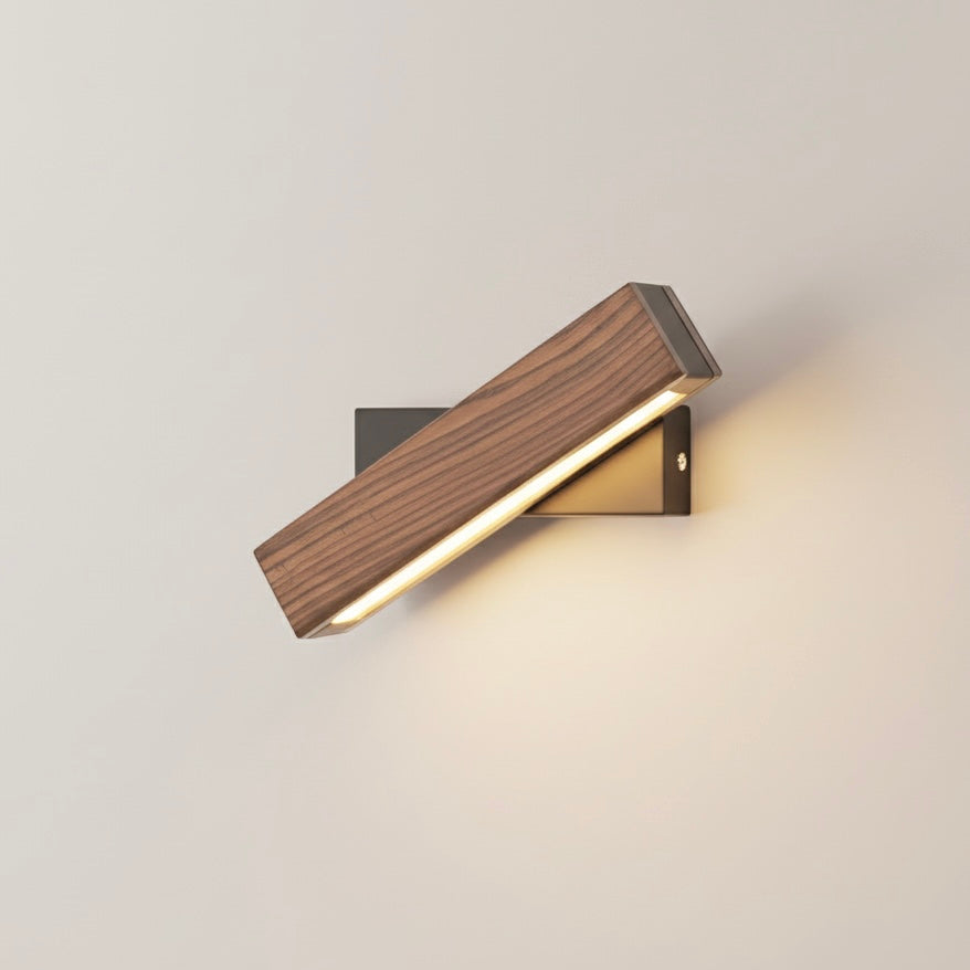 Natural Wood Wall Sconce with 360° Swivel Design