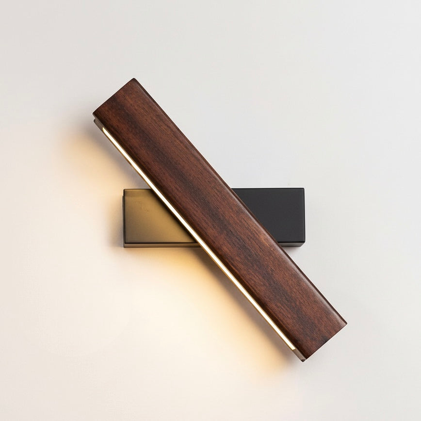 Natural Wood Wall Sconce with 360° Swivel Design