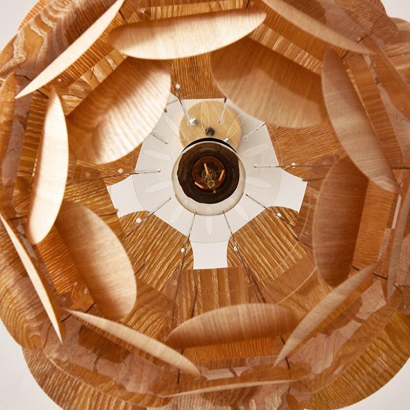 15'' Wood Pendant Light - Rustic Pineapple Shaped Design