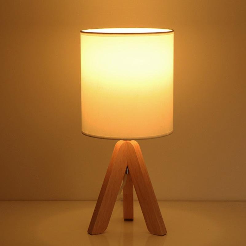 15 Inch Modern Wood Tripod Table Lamp
