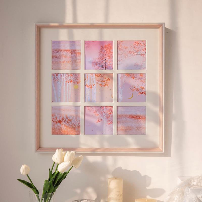 12'' Square Picture Frames Wood in Beige Pink Gray