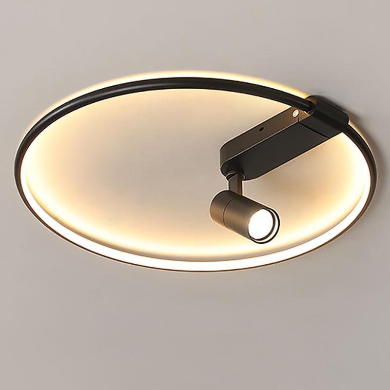16'' Round Adjustable Dimmable Outdoor Flush Mount Light with Spotlights and Track Lights
