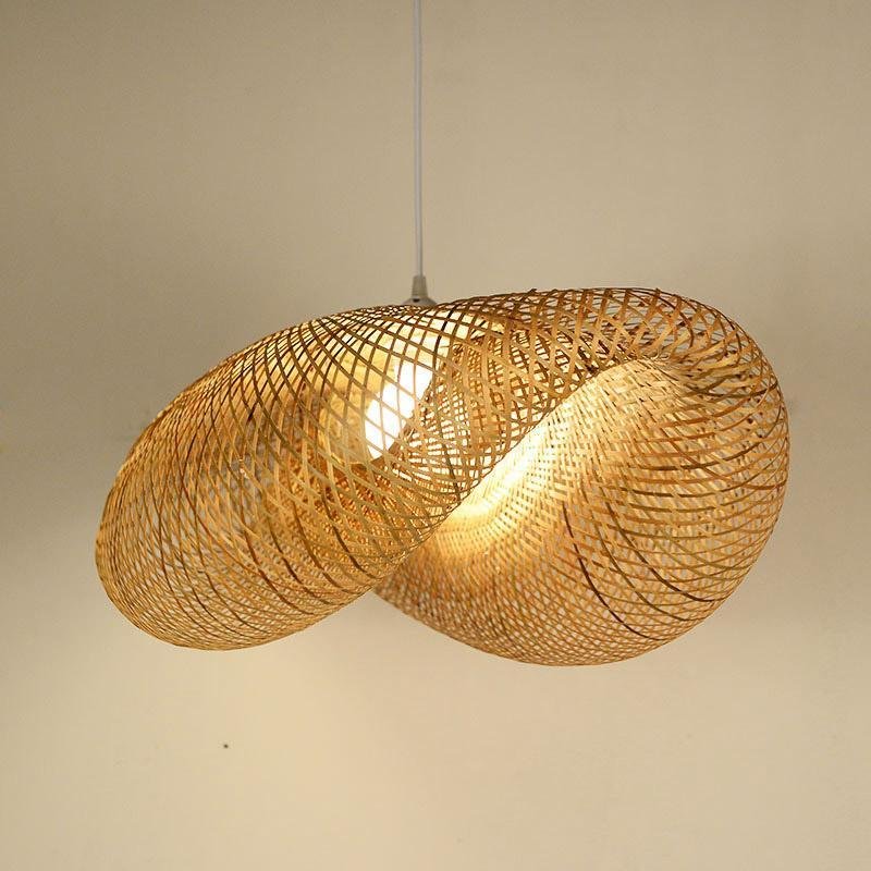 24'' Curved Bamboo Pendant Light - Modern Farmhouse Design
