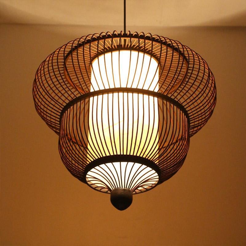 2-Tiers Dark Brown Taavita Pendant Light with a Large Central Bubble Light