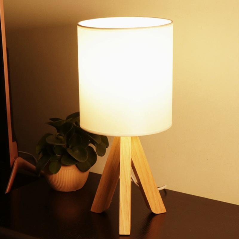 15 Inch Modern Wood Tripod Table Lamp