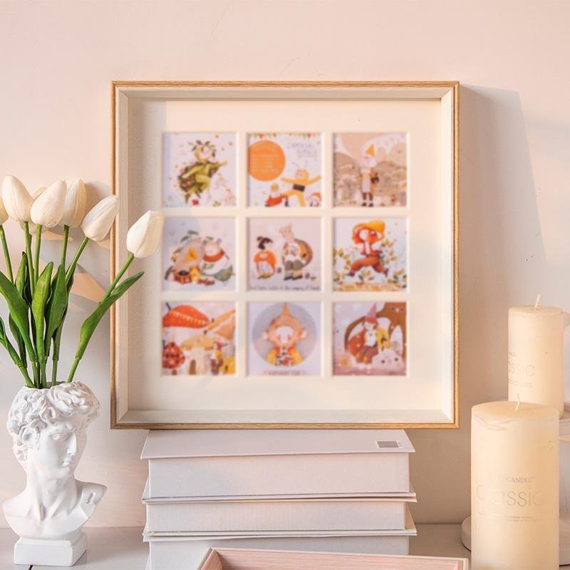 12'' Square Picture Frames Wood in Beige Pink Gray