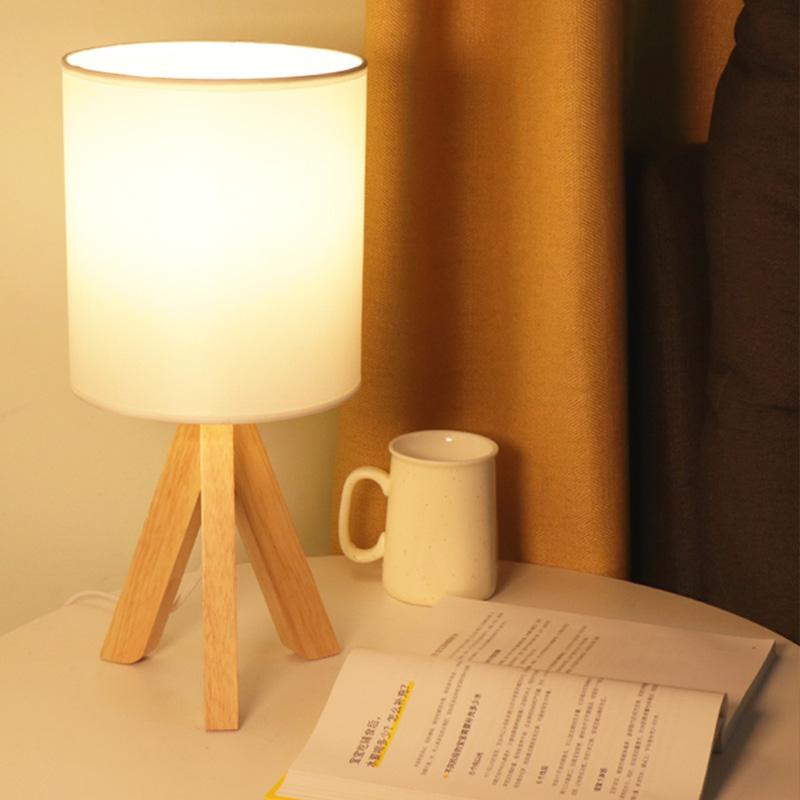 15 Inch Modern Wood Tripod Table Lamp