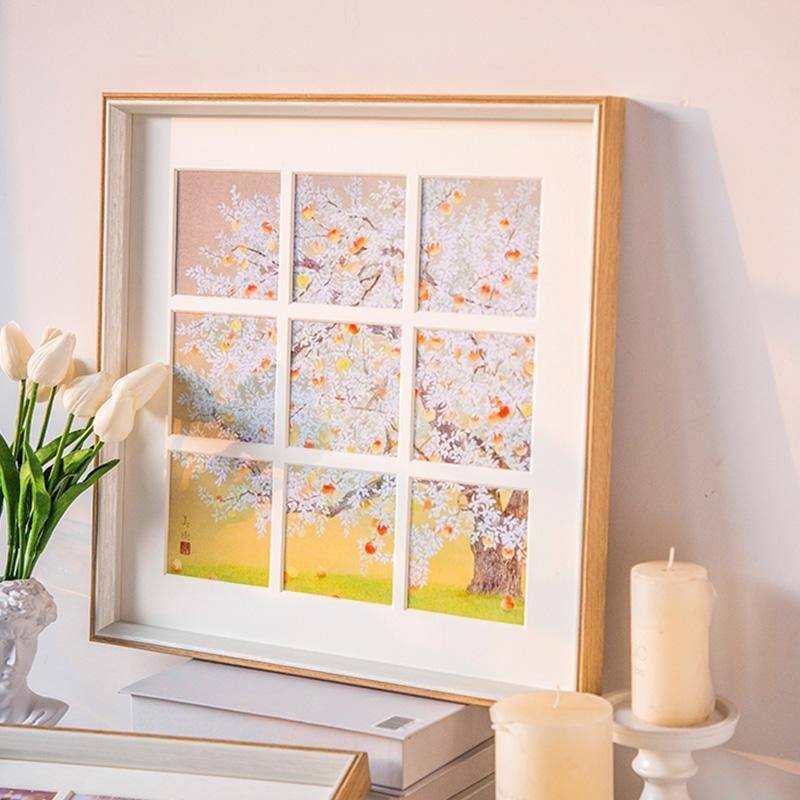 12'' Square Picture Frames Wood in Beige Pink Gray