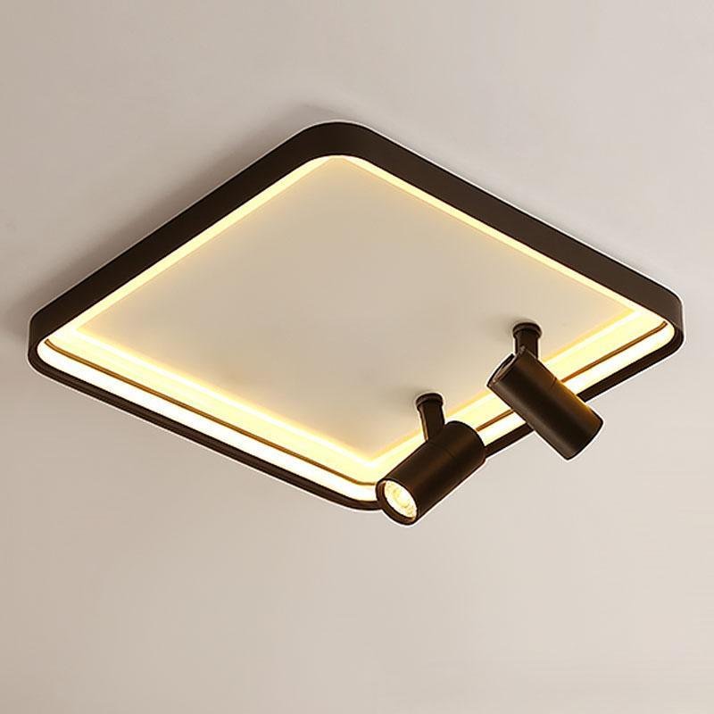 16'' Square Dimmable Flush Mount LED Ceiling Lights with 2 Adjustable Spotlights