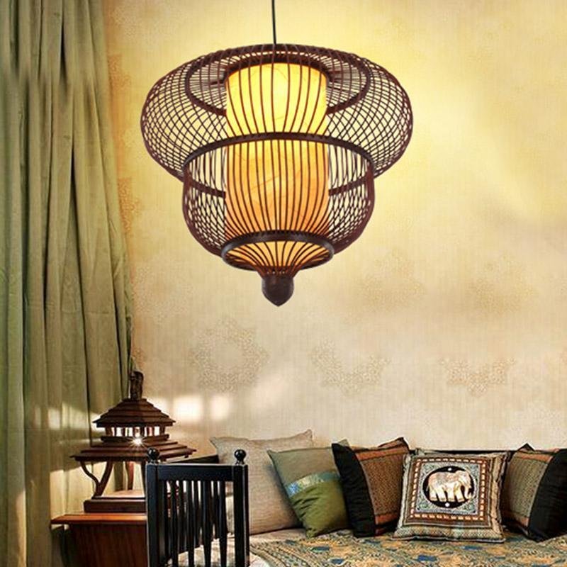 2-Tiers Dark Brown Taavita Pendant Light with a Large Central Bubble Light