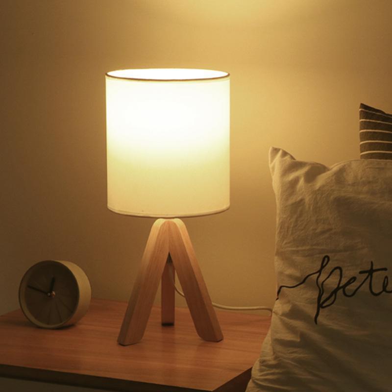 15 Inch Modern Wood Tripod Table Lamp