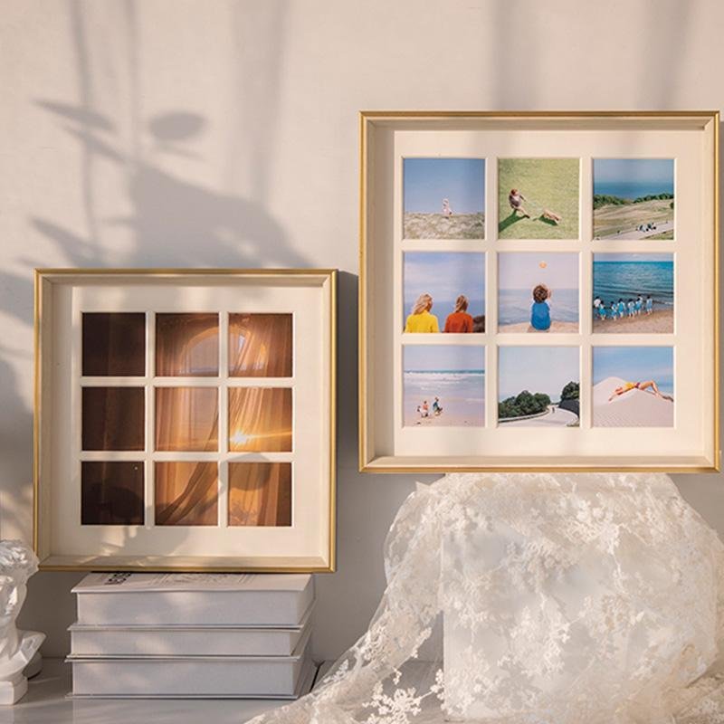 12'' Square Picture Frames Wood in Beige Pink Gray