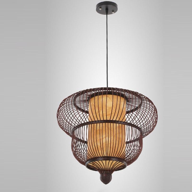 2-Tiers Dark Brown Taavita Pendant Light with a Large Central Bubble Light