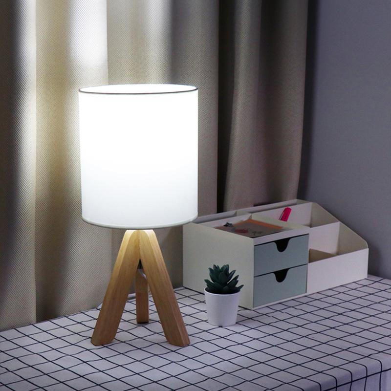 15 Inch Modern Wood Tripod Table Lamp