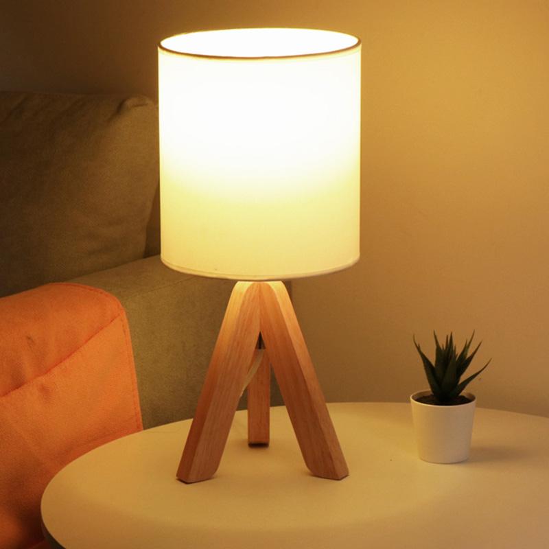 15 Inch Modern Wood Tripod Table Lamp