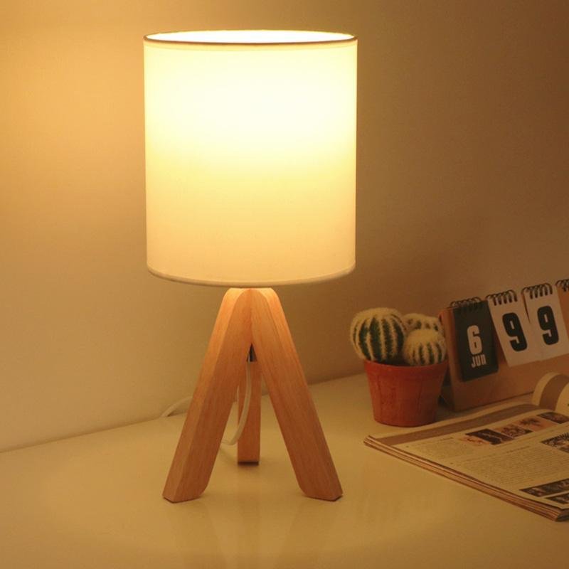 15 Inch Modern Wood Tripod Table Lamp