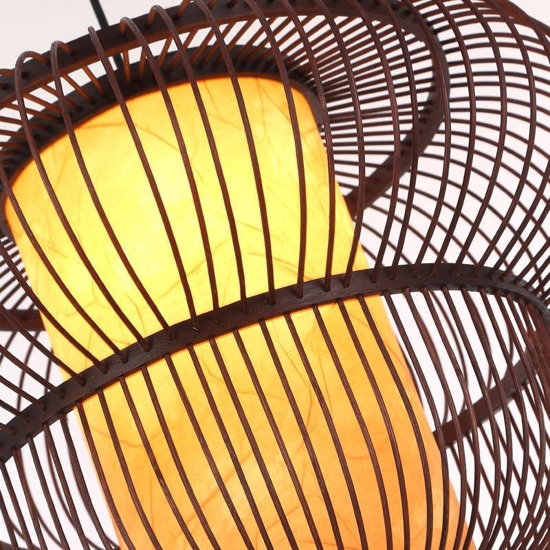 2-Tiers Dark Brown Taavita Pendant Light with a Large Central Bubble Light