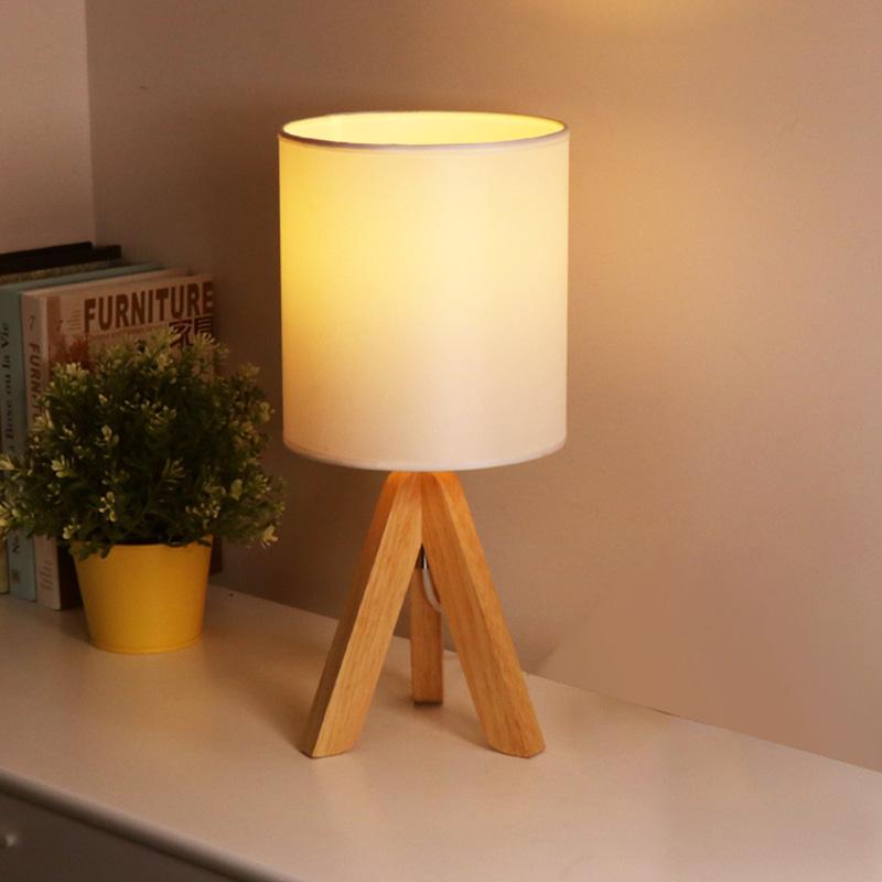 15 Inch Modern Wood Tripod Table Lamp