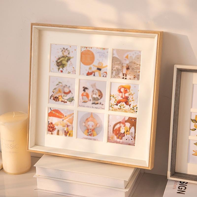12'' Square Picture Frames Wood in Beige Pink Gray