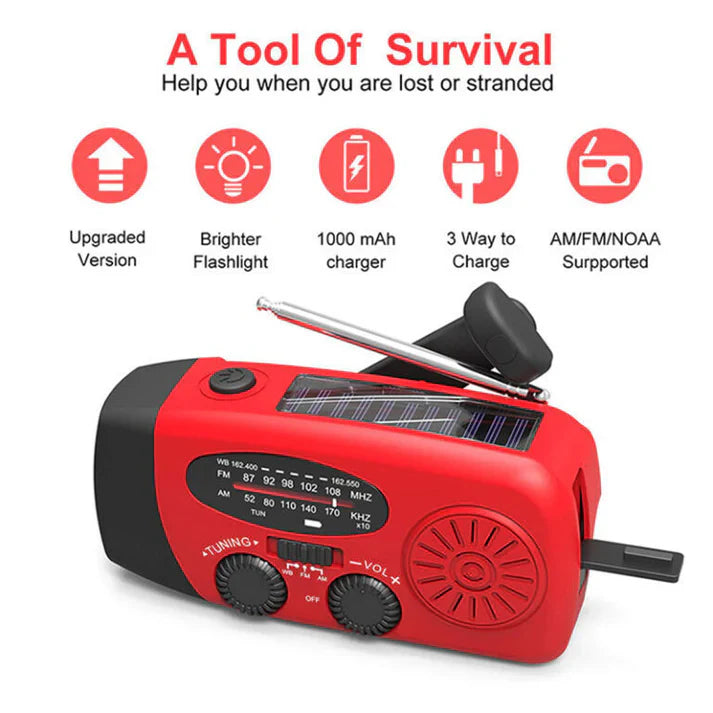 Hand-Crank Emergency Radio with Solar Panel