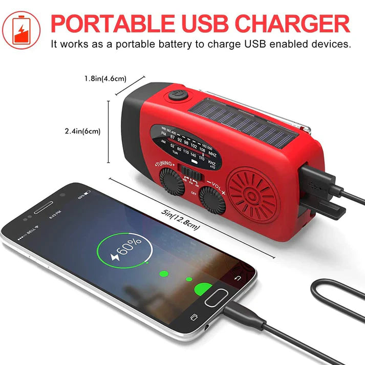 Hand-Crank Emergency Radio with Solar Panel