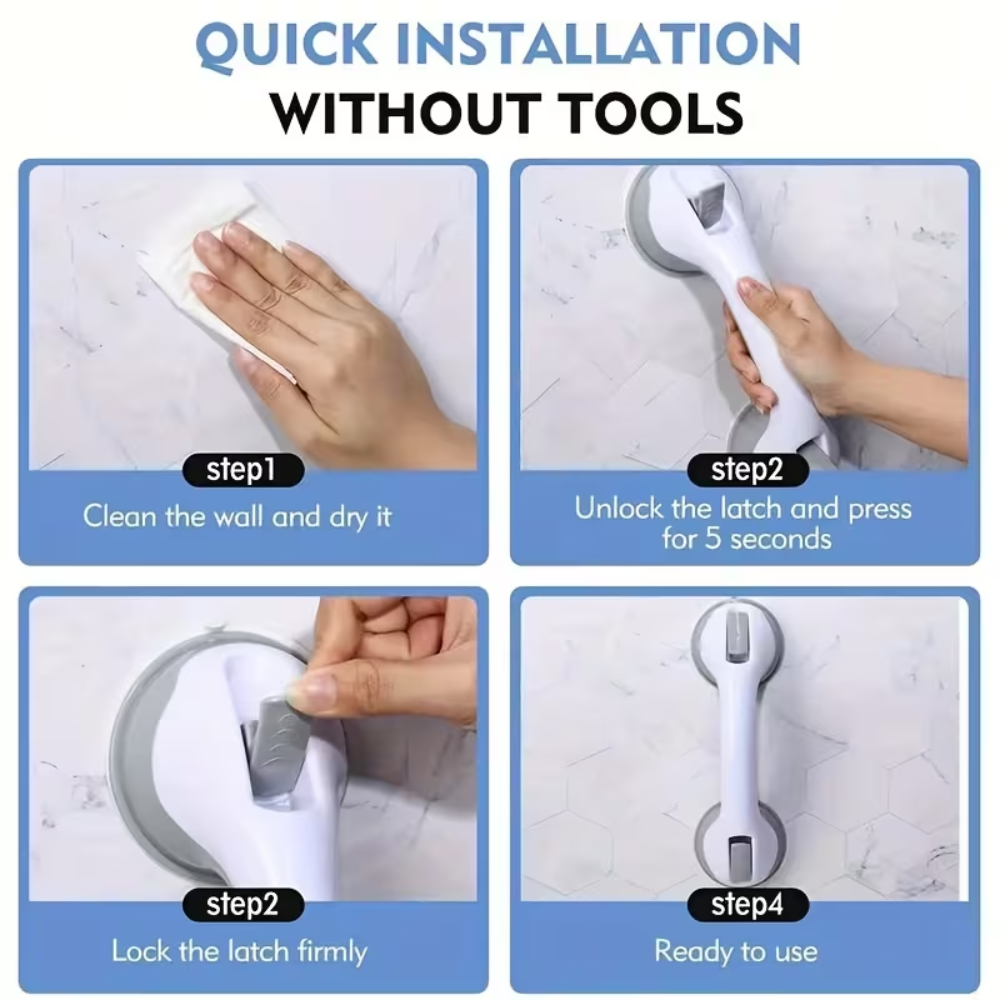Portable Safety Grab Bar for Shower and Bath with Suction Cup Installation