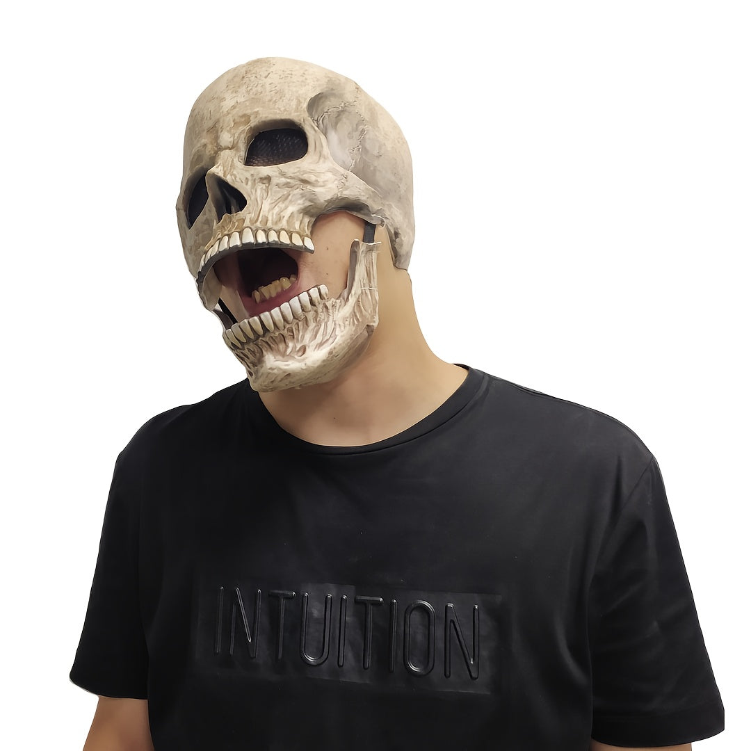 Realistic Halloween Skull Mask with Movable Jaw – Durable Latex Horror Accessory