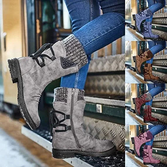 Women's Winter Boot | Knit Cuff & Lace-Up Shaft | Rugged Traction Sole | Adjustable Fit