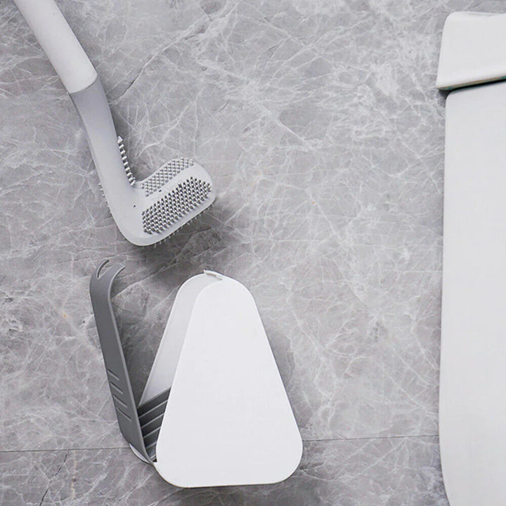 Advanced Silicone Toilet Brush with Space-Saving Holder
