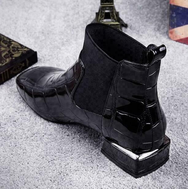 Women’s Ankle Boots | Black Leather Block Heel | Non-Slip Rubber Sole | Durable Comfort