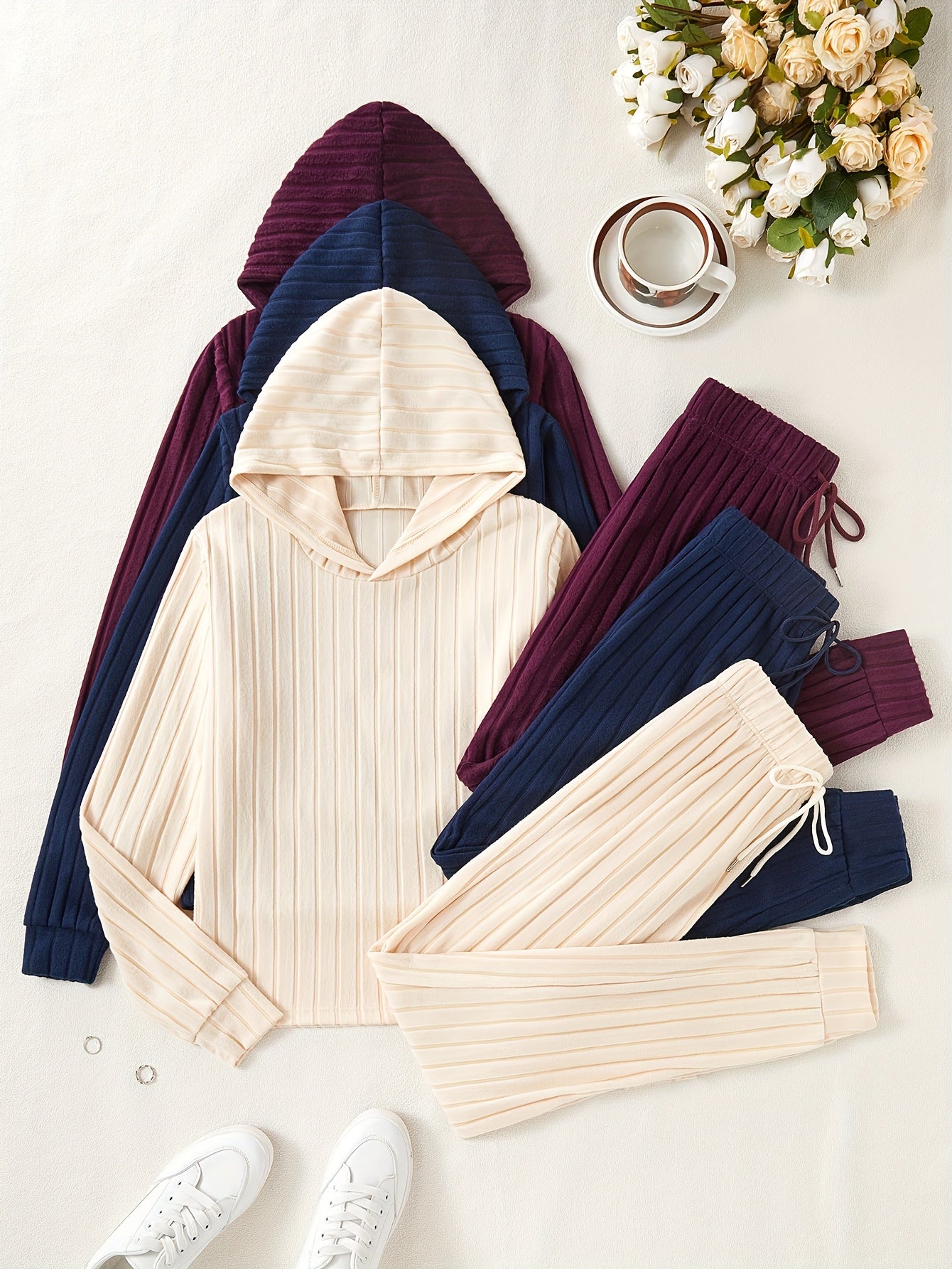 Women's Sportswear Set | Stretchy Ribbed | All-Day Comfort | Polyester