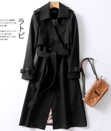 Women’s Trench Coat | Double-Breasted with Belt | Adjustable Cuffs & Shoulder Epaulettes | Mid-Calf Length for All-Weather Wear