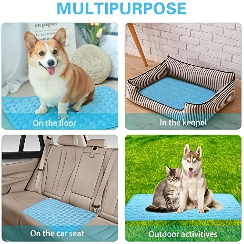 Cooling Pad for Dogs - Ice-Sliky Breathable Polyester Fabric, Lightweight & Easy to Clean, Non-Electric Heat Relief for All Dog Sizes (Small to Large Breeds), Dog Cooling Mat